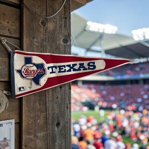 Vintage Texas Rangers Pennant MLB Felt Flag 1970s 1980s Signed USA